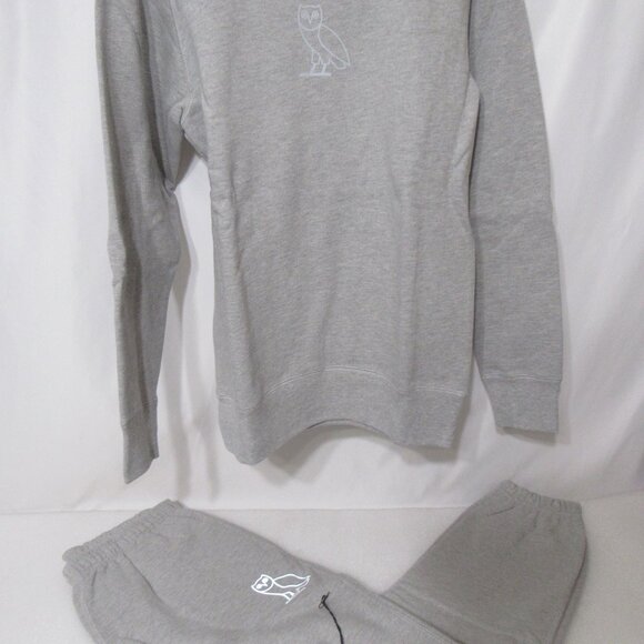 OVO Octobers Very Own Gray 100% Cotton Logo Sweat Tracksuit Size S - Picture 2 of 13